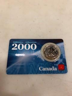 (1) 2000 Canada Twenty-Five Cent Encapsulated On Card