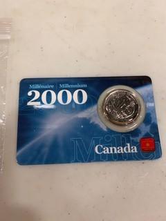 (1) 2000 Canada Twenty-Five Cent Encapsulated On Card