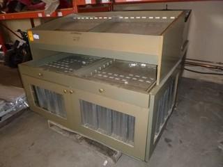 Approx 62in X 37in X 45in Display Unit C/w Pull Out Shelves, Dividers And Bottom Cabinets