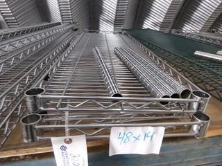 (3 ) PC's Commercial Kitchen Grade Stainless Steel Wire Shelving, 48" x 14", C/w Legs 