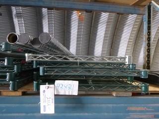 (5) PC's Commercial Kitchen Grade  Wire Shelving, 42" x 21", C/w Legs 