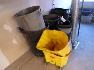 Qty Of Misc Garbage Bins, Mop Buckets, Plastics Bins