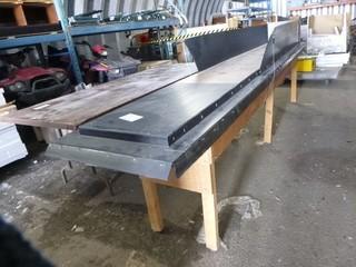 Converted Shuffle Board Table, Craps Table, 153" x 24" x 35,  Can be converted back to Shuffle Board by removing cover.