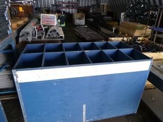 Wooden Cart w/ Separate Bin, 6 Heavy Duty Casters, 72" x 36" x 49"