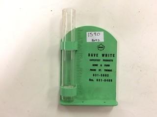 Supertest - 1970'S Promotional Rain Gauge - Dave White - Supertest Products -- Home And Farm - 5" X 4".