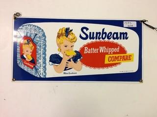 Sunbeam Batter Whipped - Sign  - 7.5" X 15" - By -  Ande Rooney Inc - Usa - 1987.