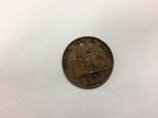 1876 Belgium 2 Cent Roi Leopold II Roi - Copper.