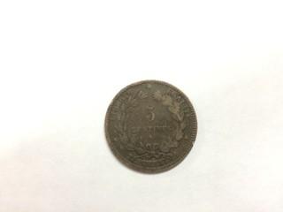 1872 - France - 5 Centimes - (Small) 'A'.