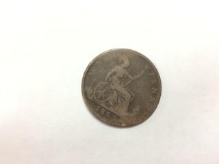1892 - England - One Penny - Queen Victoria - Bun Head.