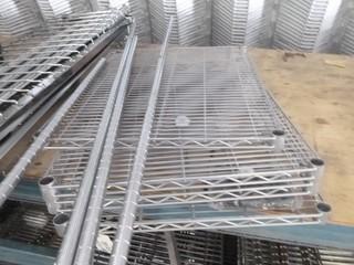 (4) PC Commercial Kitchen Grade Stainless Steel Wire Shelving, 48" x 24", C/w Legs