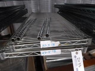 Commercial Kitchen Grade Stainless Steel Wire Shelving, 42" x 18", C/w Legs