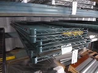 (6) Commercial Kitchen Grade Wire Shelving, 72" x 21", C/w Legs