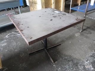 Square Wood Table W/ Metal Base / Legs, 60" x 24" x 74"