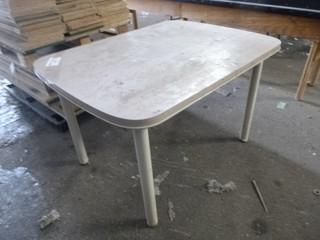Wood Table W/ Metal Legs, 48" x 36" x 31"