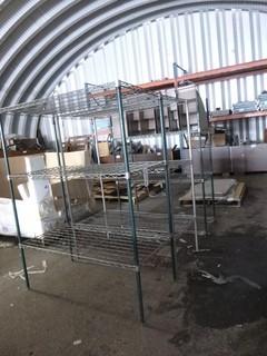 (2) PC  Wire Shelving, 48" x 24" x 63", (1) PC Wire Shelving, 48" x 21 x  66", C/w 6 PCs Metal Display Bins