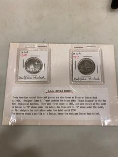 (1) Package Of Two USA Buffalo Nickels, 1928 and 1929 