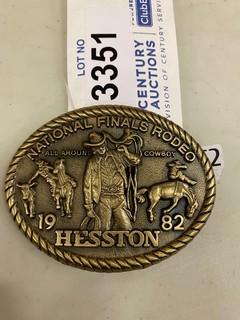 National Finals Rodeo All Around Cowboy Hesston 1982 8th Edition Belt Buckle