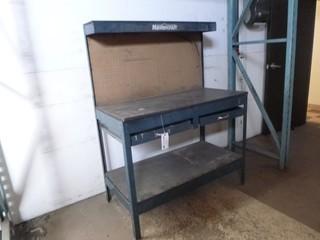 Mastercraft Work Bench, 48" x 24" x 62", C/w Lower Shelf, 2 Drawers and Pegboard