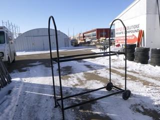 Tire Cart with Casters at One End, 65" x 26" x 75"