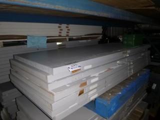 Qty Of (7) New 80in X 32in X 2in Solid Wood Doors, (Some water damage), Also Great for Shelves, Workbenches and other projects