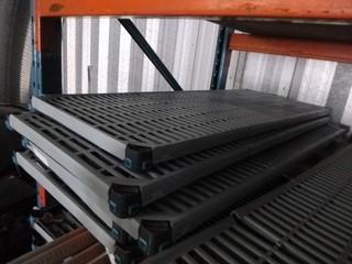 (6) PCs Commercial Kitchen Grade Shelving - Metal Frames w/ Plastic Shelves 60" X 24", Triangle Style ( Legs not included)