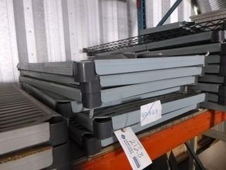 (6) PCs Commercial Kitchen Grade Shelving - Metal Frames w/ Plastic Shelves 42" X 24", Triangle Style ( Legs not included)