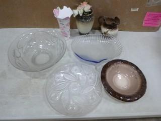 Qty of Vases, Ceramic/Glass Bowls (E2-3-3)