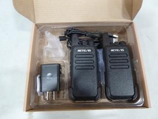 Set of Retevis 2 Two-Way Radios c/w USB Charger (E2-3-3)