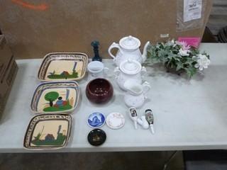 Box of Assorted Ceramic Dishes, Vases and Misc (E2-3-3)