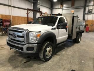 2011 Ford F450 XLT 4x4 Service Truck c/w 6.8L, Auto, Ingersoll-Rand #2475 Air Compressor w/Honda GX390 Key Start, Hyd./Power Tailgate. Showing 183,139 Miles. S/N 1FDUF4HY1BEA76474.