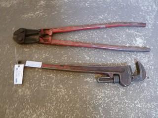 36" Pipe Wrench and Bolt Cutter