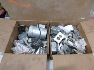 (2) Boxes of Assorted Electrical Wall Plugs, Wall Boxes and Outlet Covers (C1)