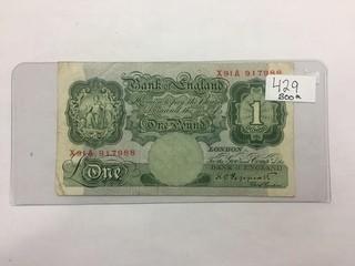 Bank of England One Pound Note 917988