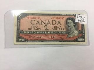 Canada 1954 Two Dollar Note Replacement * BB0316395