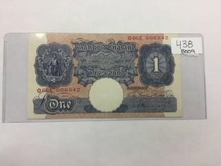 Bank of England One Pound Note 006542