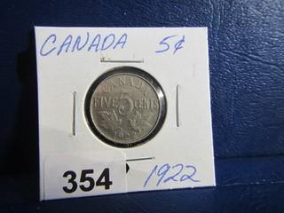 Canada Five Cents 1922