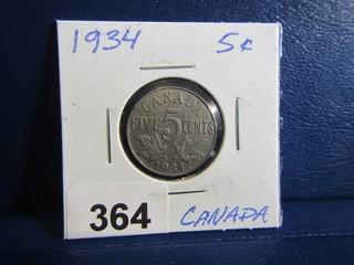 Canada Five Cents 1934