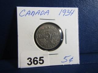 Canada Five Cents 1934