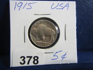 USA Five Cent Buffalo Nickel 1915