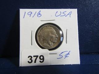 USA Five Cent Buffalo Nickel 1916