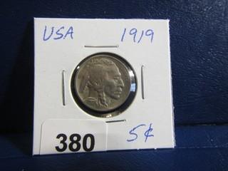 USA Five Cent Buffalo Nickel 1919