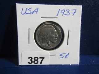 USA Five Cent Buffalo Nickel 1937