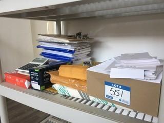 Quantity of Office Supplies c/w Envelopes, Paper & Adding Machine.