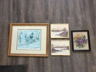 (4) Framed Paintings.