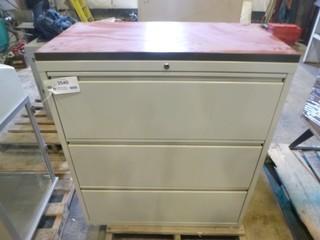 Filing Cabinet c/w 3 Drawers and Contents, 41 1/2" H x 36" W  x 18 1/2" D (WR1-8)