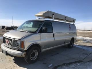 2002 GMC 3500 Savana Extended Cargo Van c/w 6.5L V8, Auto, Roof Rack, Shelving. S/N 1GTHG39F121211650