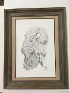 Framed Buffalo Sketch 223/400, 24" x 19".