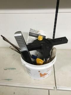 Bucket of Assorted Wood Working Tools.