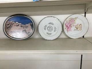 Mount Rushmore Platter & (2) Anniversary Plates.