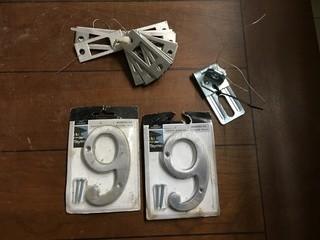 4" House Numbers & Door Striker Plates & Gate Latch.